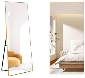 Wolnostojące lustro podłogowe ścienne złote ZJ-02 pełnowymiarowe 165x50 do przedpokoju i salonu