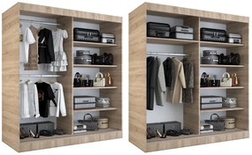Szafa przesuwna MODUO COMFORT 3 180 dąb sonoma/antracyt z lustrem MKPOL