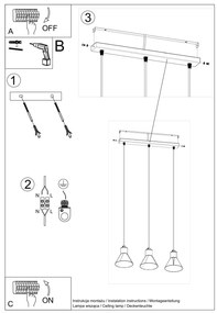 Lampa wisząca TAZILA 3 czarna SOLLUX  LIGHTING