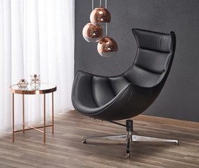 Czarny fotel wypoczynkowy ze skóry Luxor