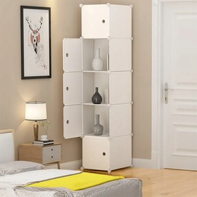 Biała szafka modułowa z 5 półkami – 185 x 39 x 37 cm, łatwa w montażu, nowoczesna