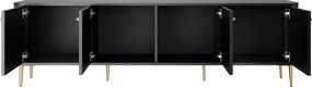Szafka RTV Vesper 4D 187 cm - czarny / złote nogi