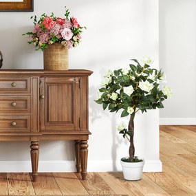 Outsunny Drzewko Szrtucznem, Sztuczna Roślina w Doniczce Cementowej, Roślina Dekoracyjna