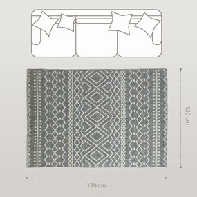 HOMCOM Dywan do wnętrza i na zewnątrz, w stylu Boho, łatwy w czyszczeniu, Szary