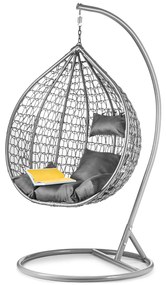 Szary fotel wiszący KOKON ze stojakiem