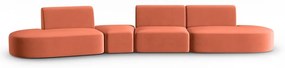 Różowa aksamitna sofa lewostronna 428 cm Paolo – Milo Casa