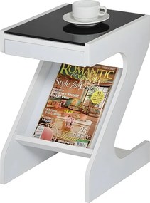 Stolik kawowy - MDF i szkło - biały - LARO