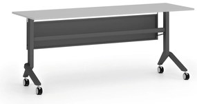 Mobilny stół PRIMO MOVE, 180x60 cm, czarna podstawa, szary