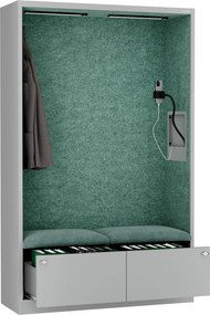 Szafa akustyczna do biura i szkoły Sally MentalBox, 115 x 40 x 185 cm, szary/zielony