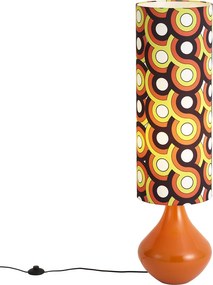 Lampa podłogowa retro pomarańczowa z wielokolorowym abażurem z tkaniny - Mina