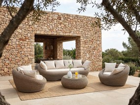 Kanapa ogrodowa 3-osobowa  z technorattanu - Kolor brązowy- WHITEHEAVEN