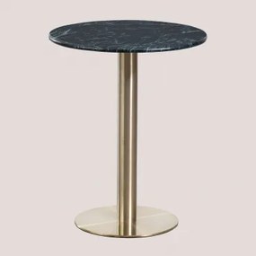 Okrągły Stolik Barowy Z Marmuru Cosmopolitan Zielony Marmur Big Flower & Ø60 Cm & Champagne Oro - Sklum