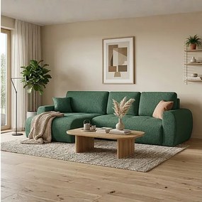 Stylowy narożnik rozkładany lewostronny  IVO XL 280x142 cm w tkaninie CENTAUR 12 butelkowej zieleni