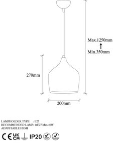Lampa wisząca w kolorze miedzi z metalowym kloszem ø 20 cm Murek – Opviq lights