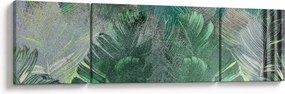 Obraz - Tekstura betonu z liśćmi (170x50 cm)