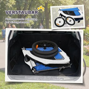 PawHut Przyczepka rowerowa 2 w 1 składany wózek dla małych i średnich psów do 20 kg, jasnoszary | Aosom PL