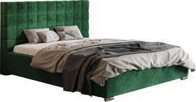 Emporius Aron nowoczesne łóżko 140x200 - tkanina welurowa, aksamitna - łóżko z pojemnikiem 140x200 do sypialni - zielony (Amor Velvet 4311)