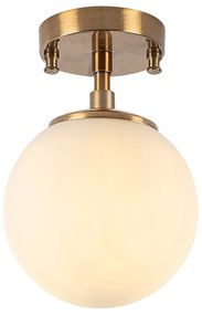 Biała/w kolorze mosiądzu lampa sufitowa ze szklanym kloszem ø 15 cm Atmaca – Opviq lights