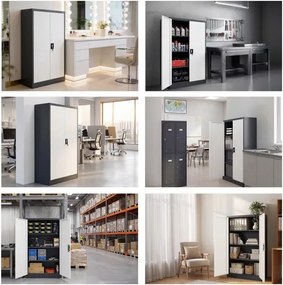 Szafa biurowa na dokumenty metalowa antracytowo-biała KEVIN 900 x 1400 x 400 mm