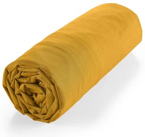 Żółte prześcieradło z bawełny organicznej z gumką 160x200 cm Biolina – douceur d'intérieur