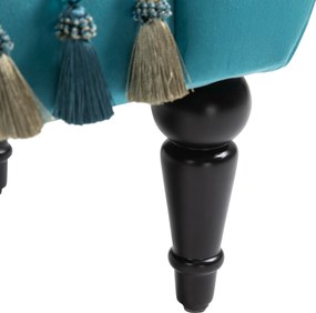 HOMCOM Luksusowa ławka tapicerowana otomana kauczuk poliester kolor niebieski