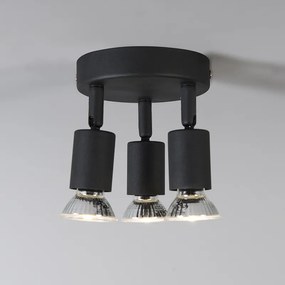 Industrialny reflektor czarny, regulowany, okrągły, 3-punktowy - Jeany