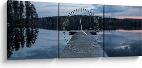 Obraz - Molo nad jeziorem (z zegarem) (90x30 cm)