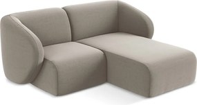 Jasnobrązowy aksamitny narożnik (prawostronny/z szezlongiem) Lani – Makamii