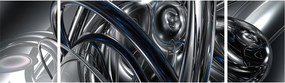 Obraz szarej abstrakcji z niebieskim (170x50 cm)