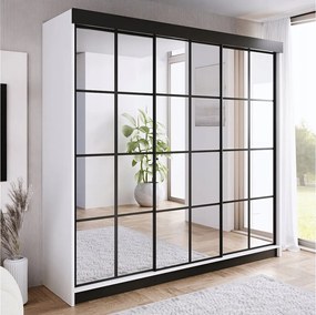 Szafa przesuwna z lustrem BARI 3 biała 250