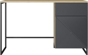 Biurko Asha 120 cm z szufladą - artisan / rivier stone mat / czarny stelaż