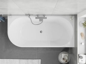 Mexen Silo wanna wolnostojąca narożna prawa ryflowana  170 x 80 cm, biała, przelew gun metal - 52891708000P-95
