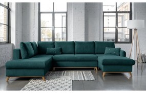 Turkusowa rozkładana sofa w kształcie litery "U" Miuform Scandic Lagom, lewostronna