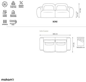 Zielona sztruksowa rozkładana sofa ze schowkiem 266 cm Kini – Makamii