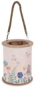 Lampion bambusowy z uchwytem ze sznura, Ø 17 x 21,5 cm, wzór kwiatowy