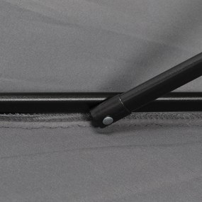 Outsunny Parasol Ø196 cm, Parasol z Funkcją Połamania, Sześciokątny Parasol Balkonowy dla Plaży i Ogrodu, Ciemnoszary