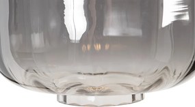 Designerska lampa podłogowa czarna z dymionym szkłem - Qara Down