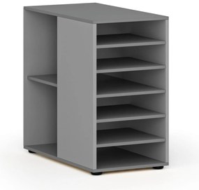 Dostawna szafka półkowa do biurka PRIMO GRAY, lewa, szara/grafit