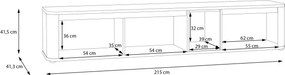 Szafka RTV Breathtaker 220 cm, dąb Cabezone/dąb Artisan/dąb Czarny
