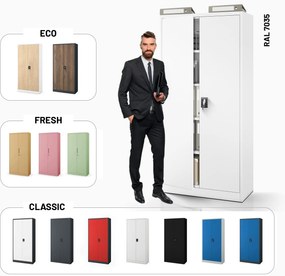 Szafa na dokumenty biurowa metalowa biała: JAN H, 900 x 1950 x 400 mm