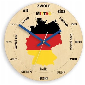 Zegar na ścianę drewniany nowoczesny z cichym mechanizmem okrągły niemiecki