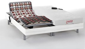 Łóżko elektryczne z funkcją relaksu z materacem z lateksową warstwą wierzchnią - 2 x 90 x 100 cm - białe - ETHER DREAMEA