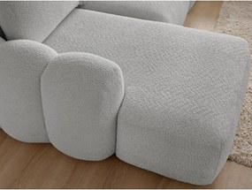 Jasnoszary rozkładany/ze schowkiem narożnik z materiału bouclé (lewostronny/z szezlongiem) Montaigne – Bobochic Paris