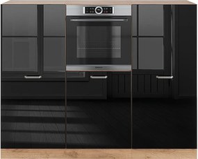 Blok kuchenny czarny/złoty dąb o wysokim połysku 180x46x81.6 r-line