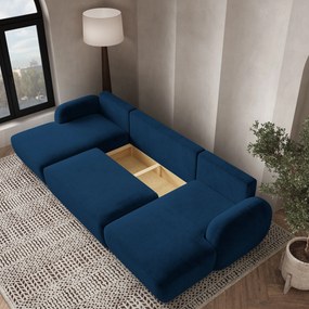 Masseno Narożnik SAVONA z funkcją spania i pojemnikiem na pościel Narozniki U, Rozkładana sofa - Niebieski, KRONOS 09