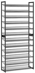 Półka na buty IDA, 12 półek, 92,5x31x223cm, czarna Jurhan