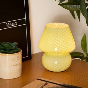 Lampa stołowa grzybek CARA, szklana, Ø 15 cm