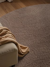 Dywan wełniany Hanse Home Eleni brązowy 200 cm x 200 cm koło