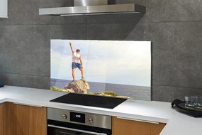 Szklany Panel Człowiek nad Morzem pod Niebem