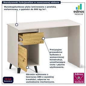 Biurko komputerowe z szafką i szufladą kaszmir + dąb artisan Z3-S59